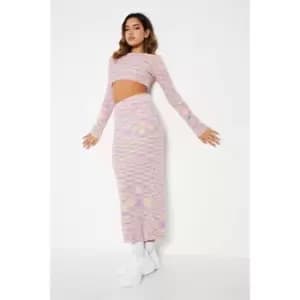 I Saw It First Space Dye Knitted Midaxi Skirt Co-Ord - Pink