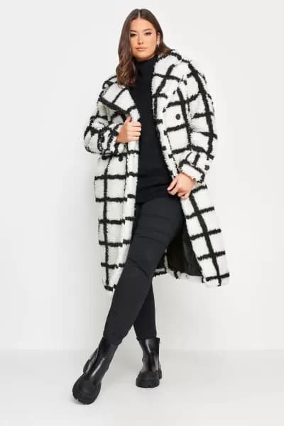 Borg Checkered Maxi Coat