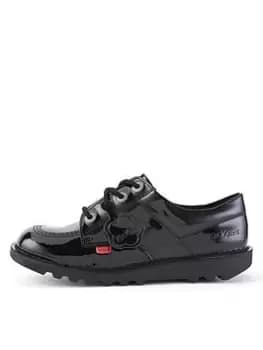 Kickers KICK LO CORE Patent SCHOOL SHOE, Black, Size 13 Younger