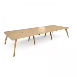 Fuze triple back to back desks 4200mm x 1600mm - white frame and oak