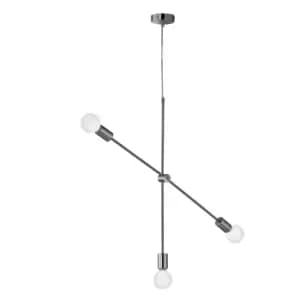 Wofi Sara Pendant 3-Light Ceiling Lamp - Chrome & Nickel Matt Finish
