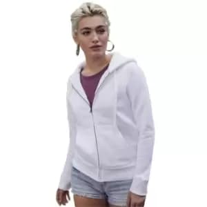Fruit Of The Loom Ladies Fitted Lightweight Hooded Sweatshirts Jacket / Zoodie (240 GSM) (XS) (White)