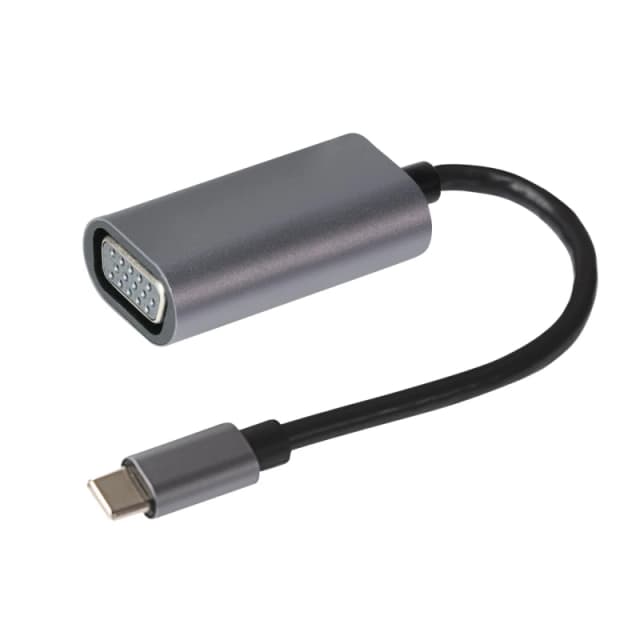 Maplin Aluminium Full HD 60Hz USB-C 3.1 to VGA Adapter 16cm Cable