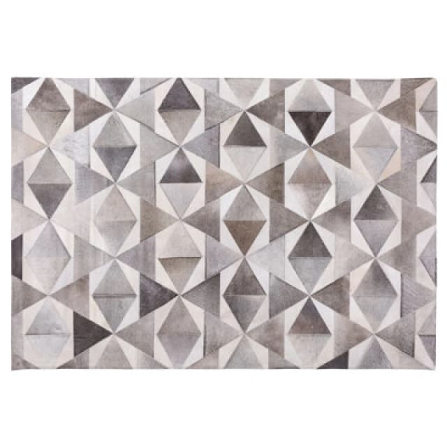 Beliani Rug Alaka Grey 140 X 200 Cm Leather