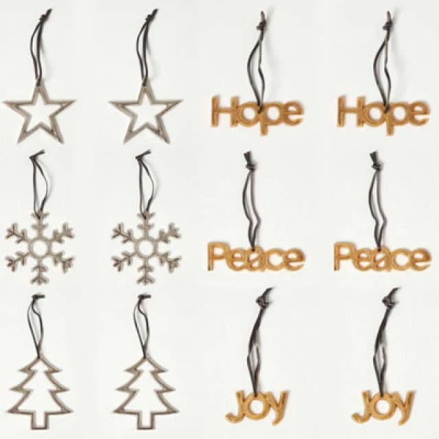 Homescapes Set of 12 Gold and Silver Christmas Tree Decorations Multi