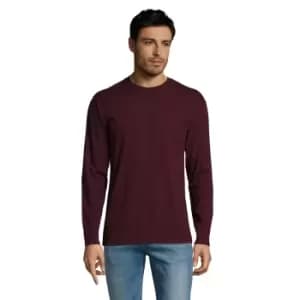 SOLS Mens Monarch Long Sleeve T-Shirt (L) (Oxblood)
