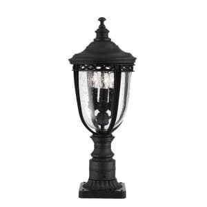 3 Light Medium Outdoor Pedestal Light Black IP44, E14