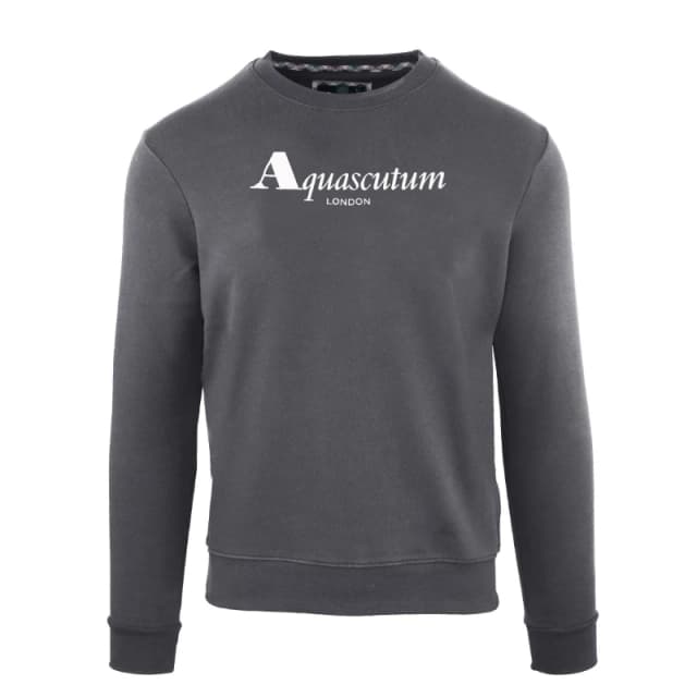 Aquascutum Mens Round Neck Crew Sweatshirt Antracite male Small