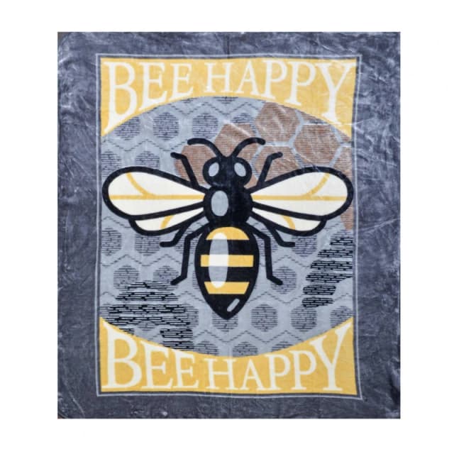 Country Club Country Club Soft to Touch Luxury Blanket Throw - Bee Happy Size: 150cm × 200cm Multi 150cm × 200cm Unisex 5023674225581