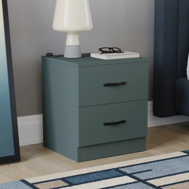 Lassic Vida Designs Riano 2 Drawer Bedside Chest Jasper Green unisex 2 Drawer