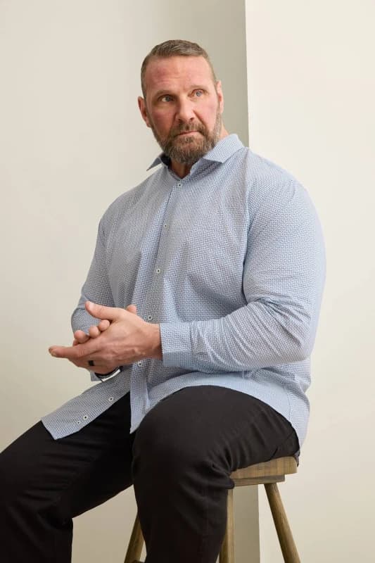 BadRhino Mens Abstract Print Formal Shirt in Blue Size: 22" Blue Male 22"