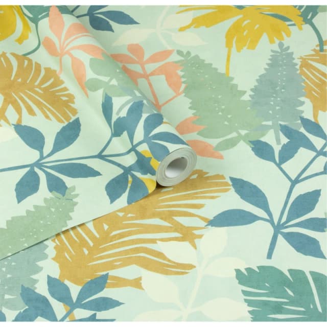 Arthouse Fun Leaf Blue Multi Wallpaper Multicoloured unisex One Size