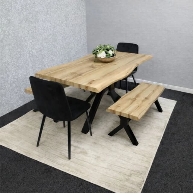 Kosy Koala Modern Dining Set With 2 Black Velvet Chairs & 1 Bench, Multi DK117+2BKRCO+B