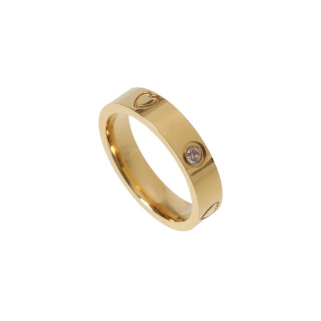 Miso Motif Stainless Steel Ring - Gold Gold S