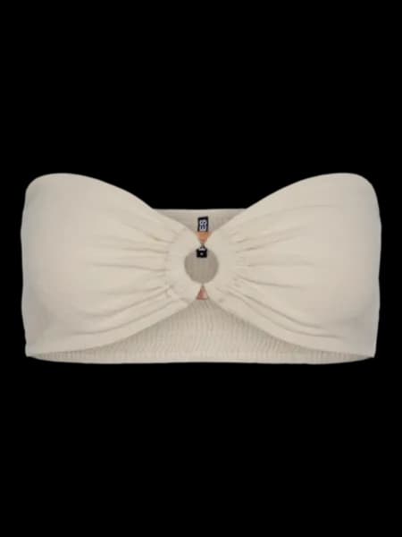 Pieces Raw Cotton Agnes Smock Bandeau Top Stone Female L 213872UK