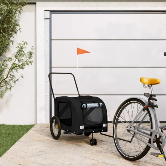 vidaXL Pet Bike Trailer Black Oxford Fabric and Iron, Black 93905