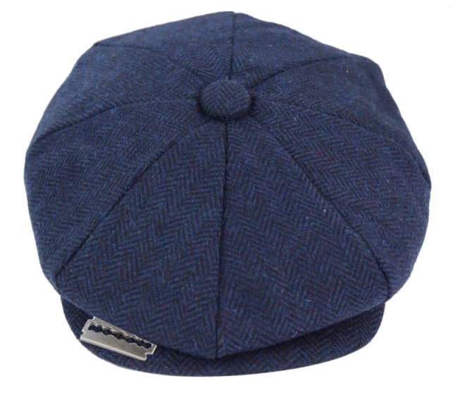 Infinity Leather Peaky Blinders Tweed Hat With Razor Blade Blue male