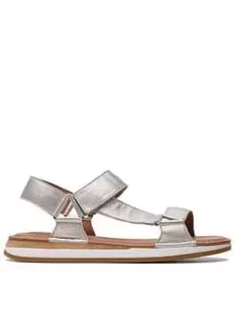 Clarks Raftsun Sport Flat Sandals - Silver Leather, Silver, Size 4, Women