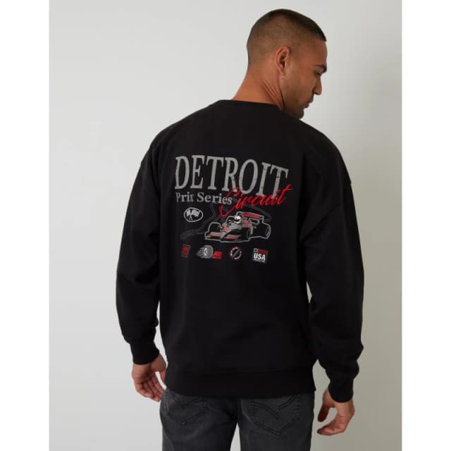 Threadbare Mens TB Print Crew Neck Jumper Black male Small