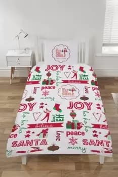 The Elf On The Shelf Kids Red And White Bedding Set - Single