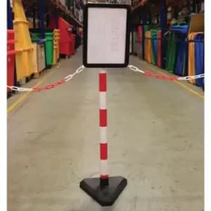 Slingsby Freestanding Red/White Post With Concrete Base and Sign Holder