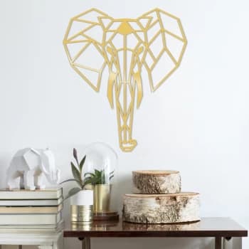 Elephant Metal Decor - Gold Gold Decorative Metal Wall Accessory