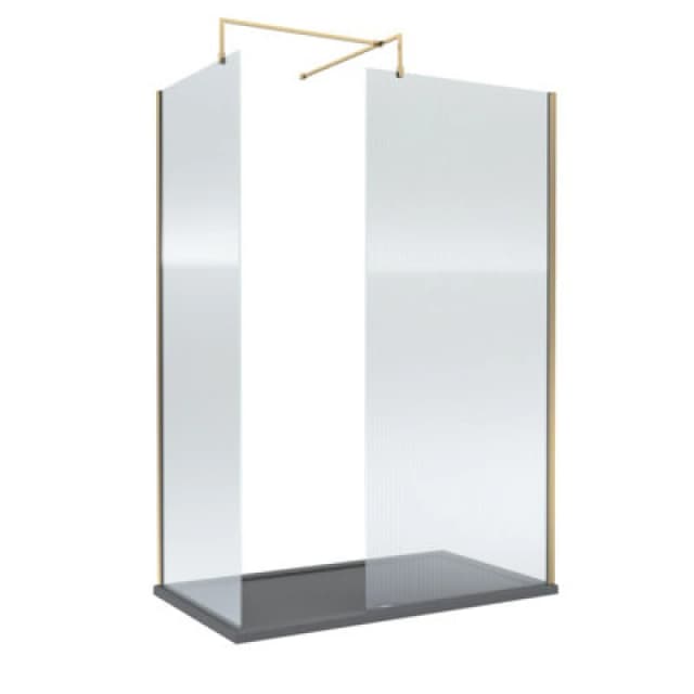 Balterley Fluted 8mm Glass Walk In Wetroom Screens & Shower Tray, 1400 x 800mm in Metallics Metallics Unisex