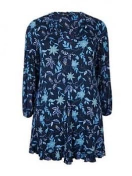 Evans Frill Swing Tunic - Blue, Size 26-28, Women