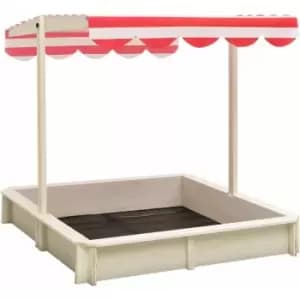 Sandbox with Adjustable Roof Fir Wood White and Red UV50 Vidaxl White