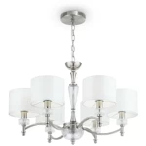 Alicante Chandelier Nickel with Faric Shades, 6 Light, E14