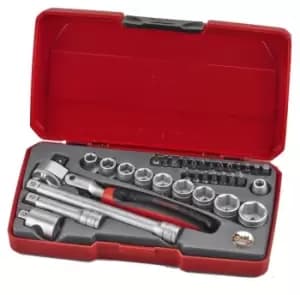 Teng Tools T3834S 3/8" Drive Socket & Bit Set with Flexible Ratchet