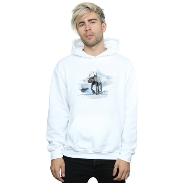 Star Wars Star Wars Men Christmas AT-AT Reindeer Hoodie in White Size: Small White S Male 5057972192658
