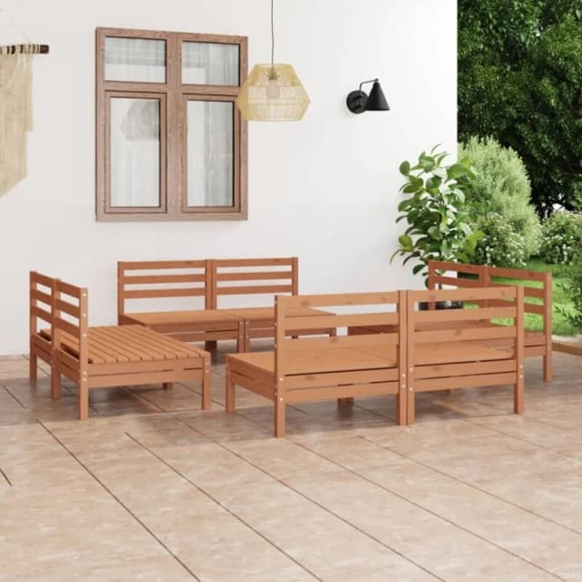 VIDAXL 8 Piece Garden Lounge Set Honey Brown Solid Pinewood Vidaxl 8720286682975