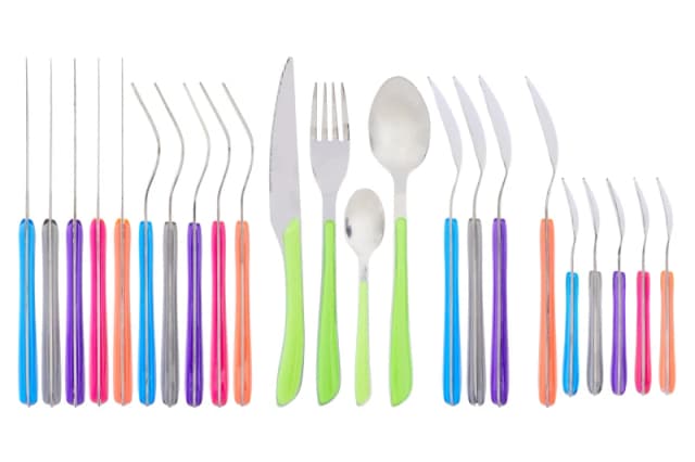 Premier Housewares Bright 24Pc Multi Coloured Cutlery, Versatile Quality Set For Kitchen, Portable Cutlery Set For Travelling Multi