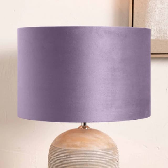Pacific Lifestyle 40Cm Lilac Velvet Cylinder Table Lampshade Elegant Drum Floor Lamp Shade