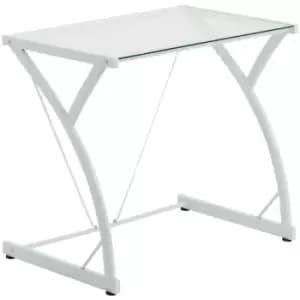 Glass Top Computer Desk - White - Harbour Housewares