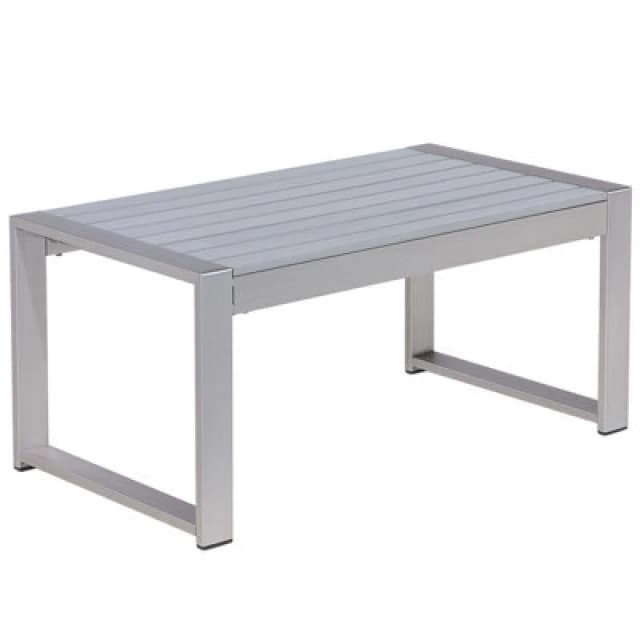 Beliani Garden Coffee Table Salerno 90 Cm 50 Cm Metal Light Grey