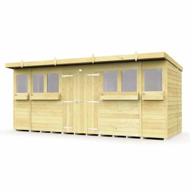 Buttercup Farm 16 x 5 Feet Pent Summer Shed - Wood - L147 x W474 x H201cm in Brown Brown Unisex