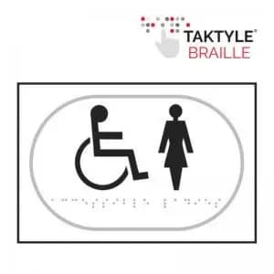 Disabled Ladies Graphic’ Sign; Self Adhesive Taktyle; White