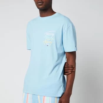 Tommy Jeans Mens Repeat Script T-Shirt - Light Powdery Blue - L