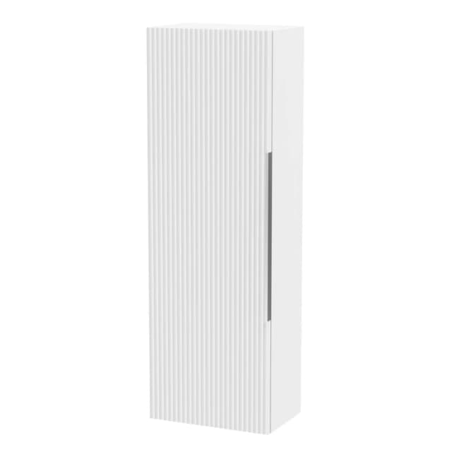 Balterley Fluted 400mm Tall Wall Hung Storage Unit with Single Soft Close Door - White White Unisex