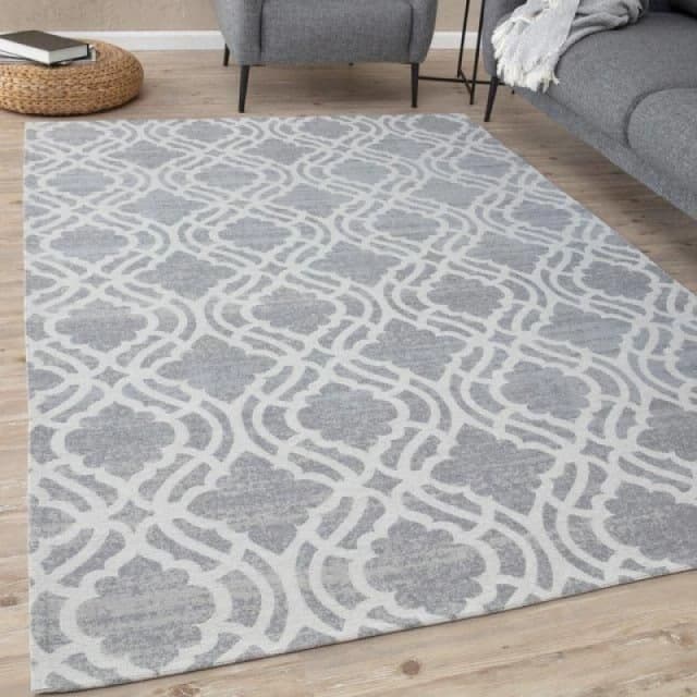 THE RUGS Washable Rugs for Living Room Kitchen Bedroom Trellis Design Grey Machine Washable Area Rugs & Runners 6901 Size: 200cm x 290cm Grey Unis