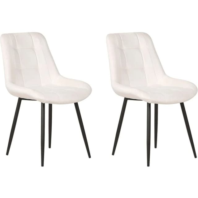 Beliani Set Of 2 Dining Chairs Melrose Velvet Off-White
