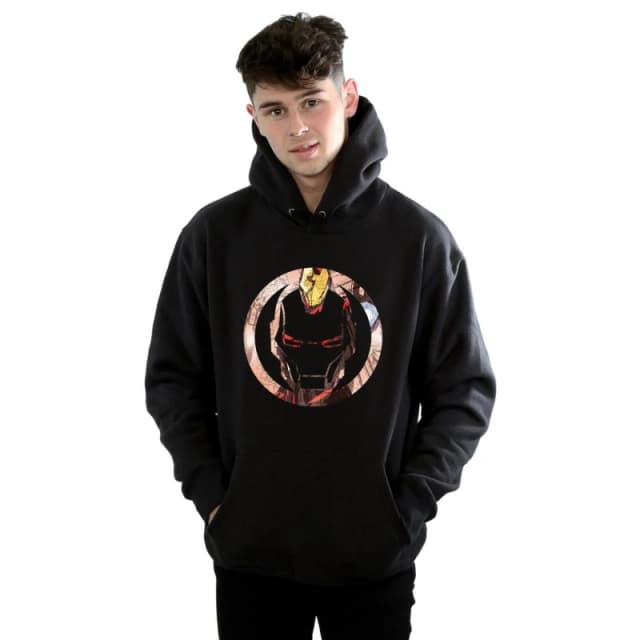 Marvel Marvel Men Iron Man Montage Symbol Hoodie in Black Size: Small Black S Male 5057245799836