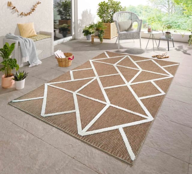 Harper Prism Pattern Water Resistant Indoor Area Rugs Cream 160X230 Cm