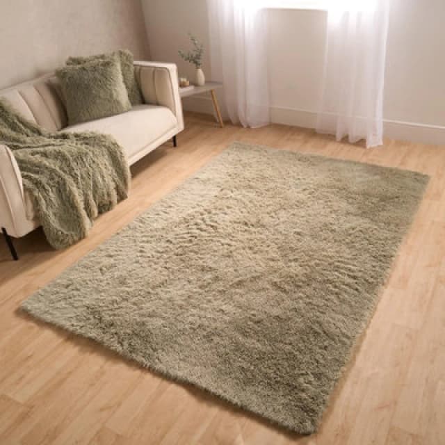 OHS OHS Fluffy Rug Anti Slip Plain Shaggy Floor Mat in Green Size: 80cm x 150cm Green 80cm x 150cm Unisex 5027434206490