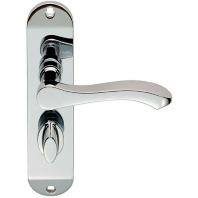Loops PAIR Scroll Lever Door Handle on Bathroom Backplate 180 x 40mm Polished Chrome Multi