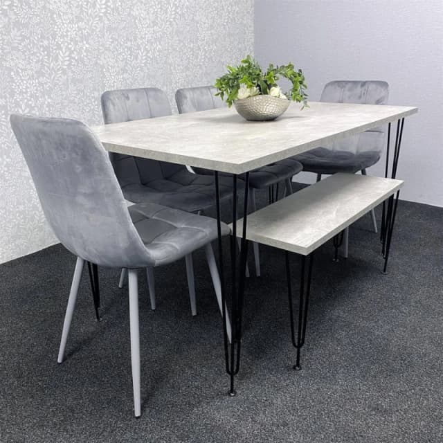 Kosy Koala Dining Table With 4 Chairs Modern Dining Table Set With 4 Grey Chairs And 1 Bench Dining Room Furniture