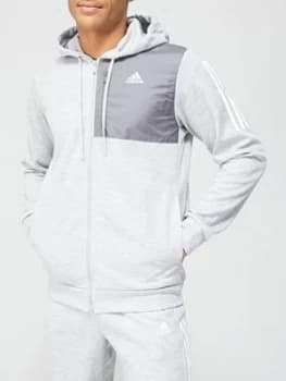 Adidas Must Have Aero Full Zip Hoodie - Medium Grey Heather
