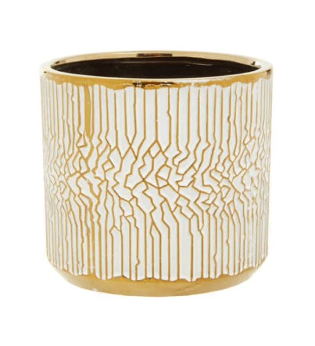 Orsina Honna Small White Gold Ceramic Planter